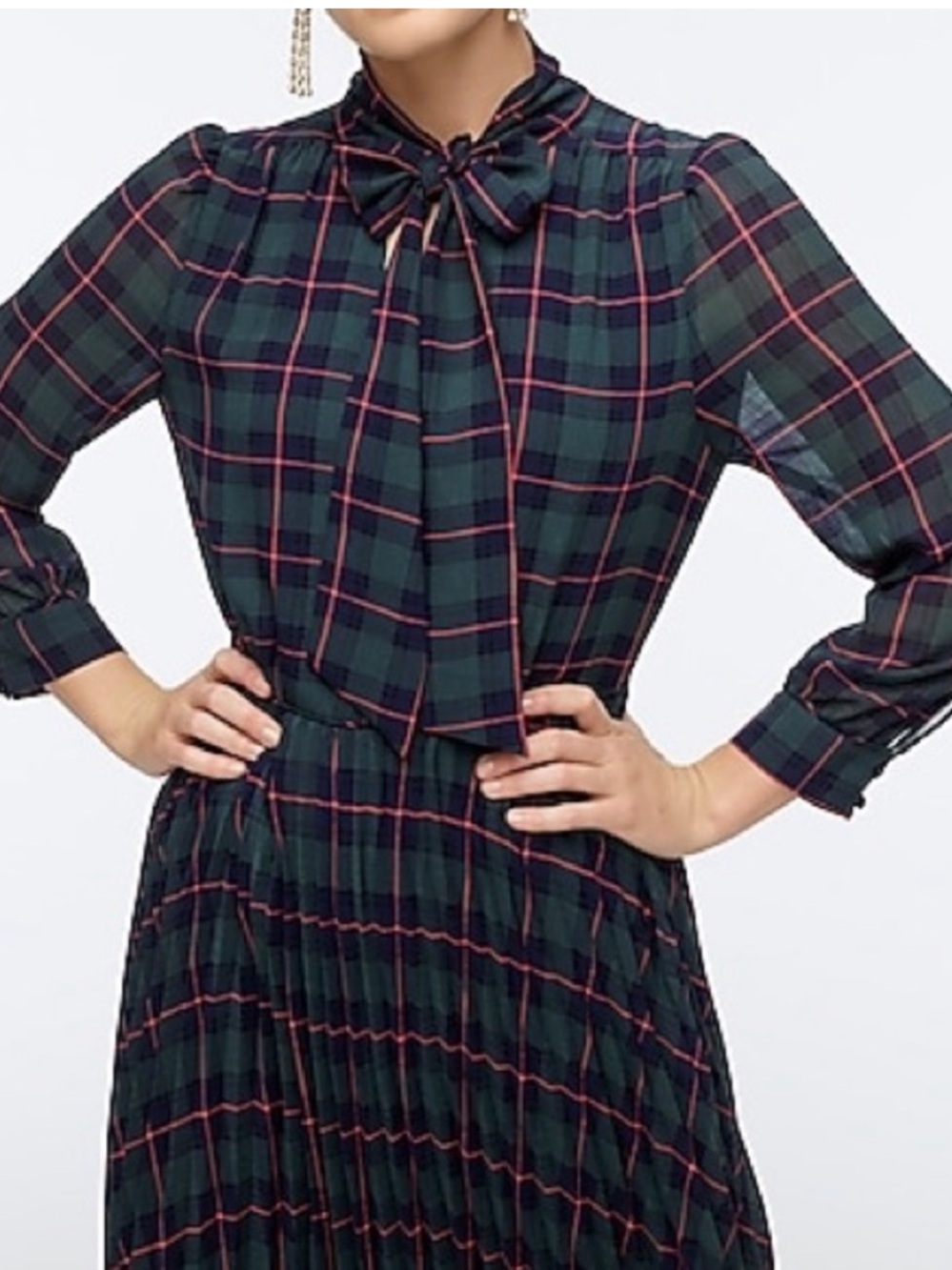 J. Crew Pleated A-line Dress in Black Watch Tartan 12 - Picture 5 of 10